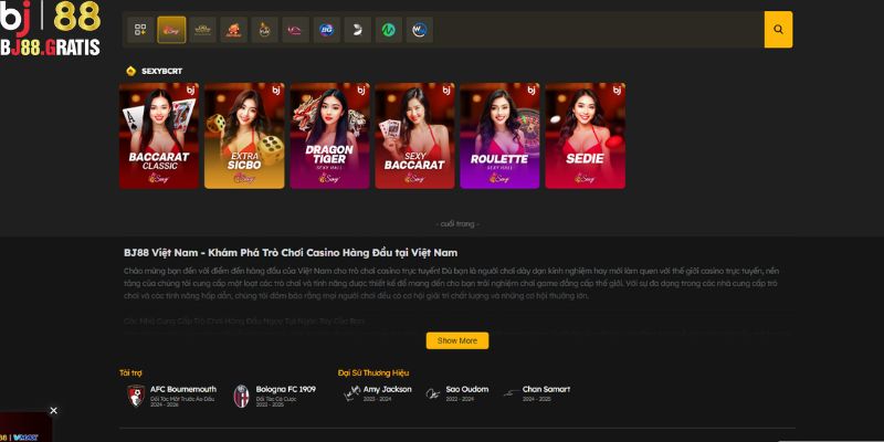 Sảnh casino BJ88 đẳng cấp quốc tế